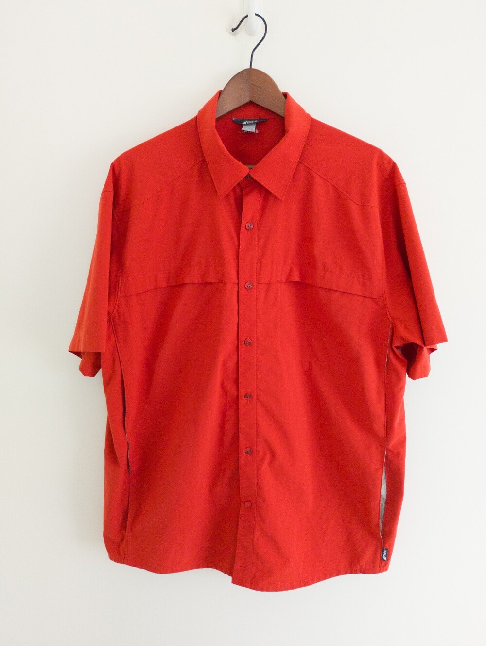 MEC Mens Orange Short Sleeve Technical Hiking Shirt Size XL